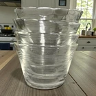 4 Vintage Pyrex 462 Clear Glass Custard Cups 5 Oz. with 3 Bands Scallop Edge