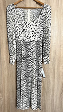 Reformation Animal Print Alessi Fit Flare Midi Dress 10UK Dalmatian Spot 38EU
