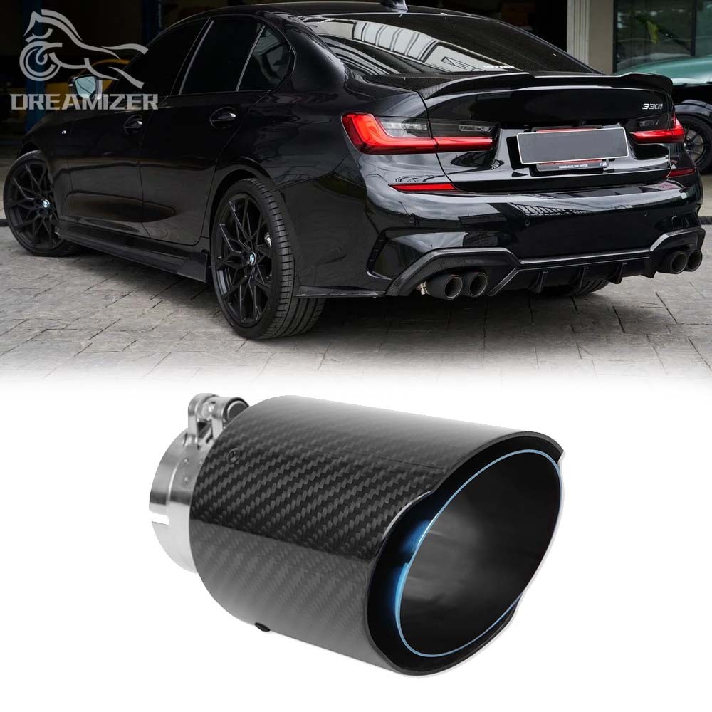 Glossy Gloss Carbon Fiber Exhaust Pipe Tip 3'' 3 Inch Universal - View #3