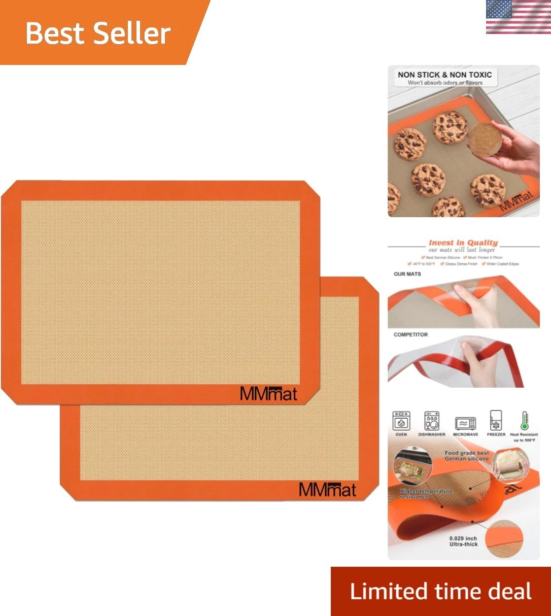 Silicone Baking Mat - Best German Silicone - Non Slip Silicone Baking Sheet, ...
Opens in a new wind