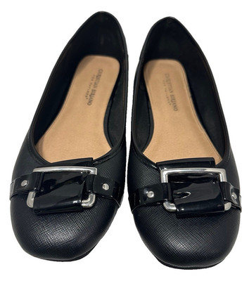 Christian Siriano for Payless Women's Black Slip-On Ballet Flats Buckle US 9.5