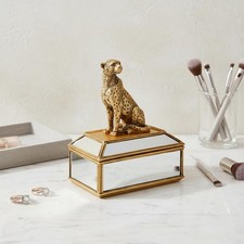 spiegeldose mit leopardfigur spiegelfinish schmuckbox mit deckel goldoptik