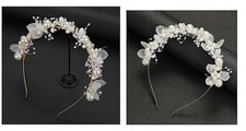 Flower Bride Wedding Headband for Women and Girls, Pearl Bridal Gold Silver
