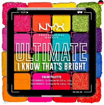 NYX Professional Makeup Lidschattenpalette mit 16 Farbtönen, Intensives und