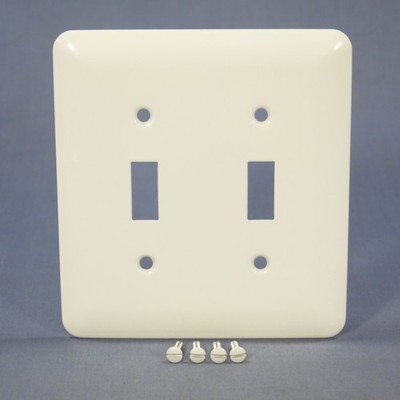 Mulberry Princess White 2-Gang Metal Toggle Switch Cover Wallplate Switchplate