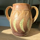 ROSEVILLE POTTERY FALLINE VASE, SHAPE 645-6.5” SMALL CHIP ON HANDLE