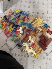 Mixed 2.5 LB Lot - Vintage Cowboys Indians Horses Western Plastic Figures Toys