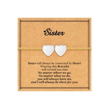 Valentines Day Gifts for Her - 14K Gold Plated Heart Bracelet Sisters Bracelet C