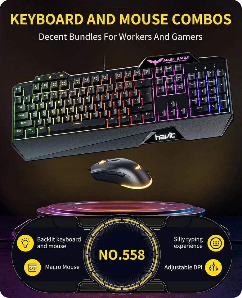 havit Gaming Keyboard and Mouse Combo, Backlit keyboards and RGB Gaming Mouse - Image 3 of 4