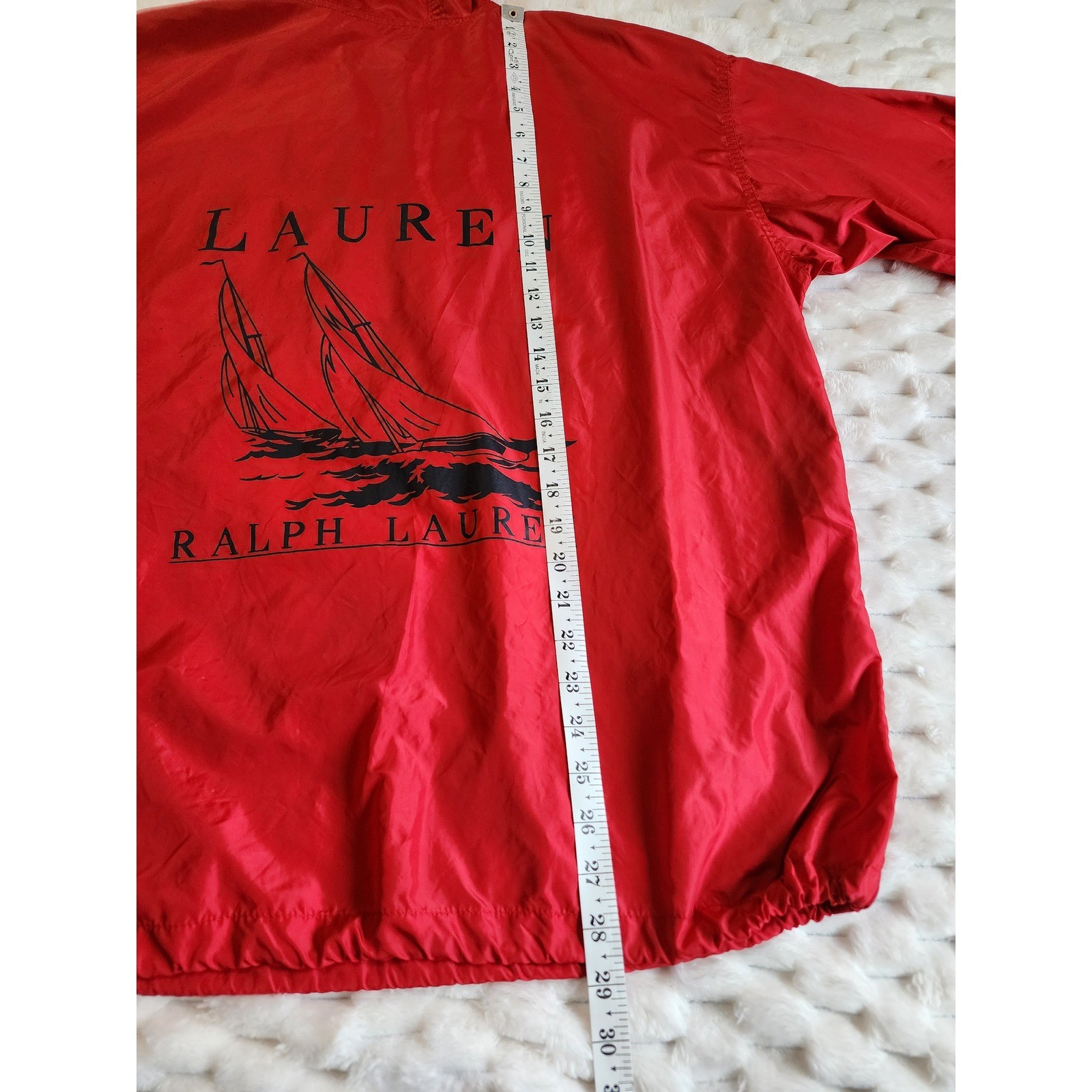 Ralph Lauren Windbreaker Jacket Red Sailing Boat Print Pullover Hoodie thumbnail 6