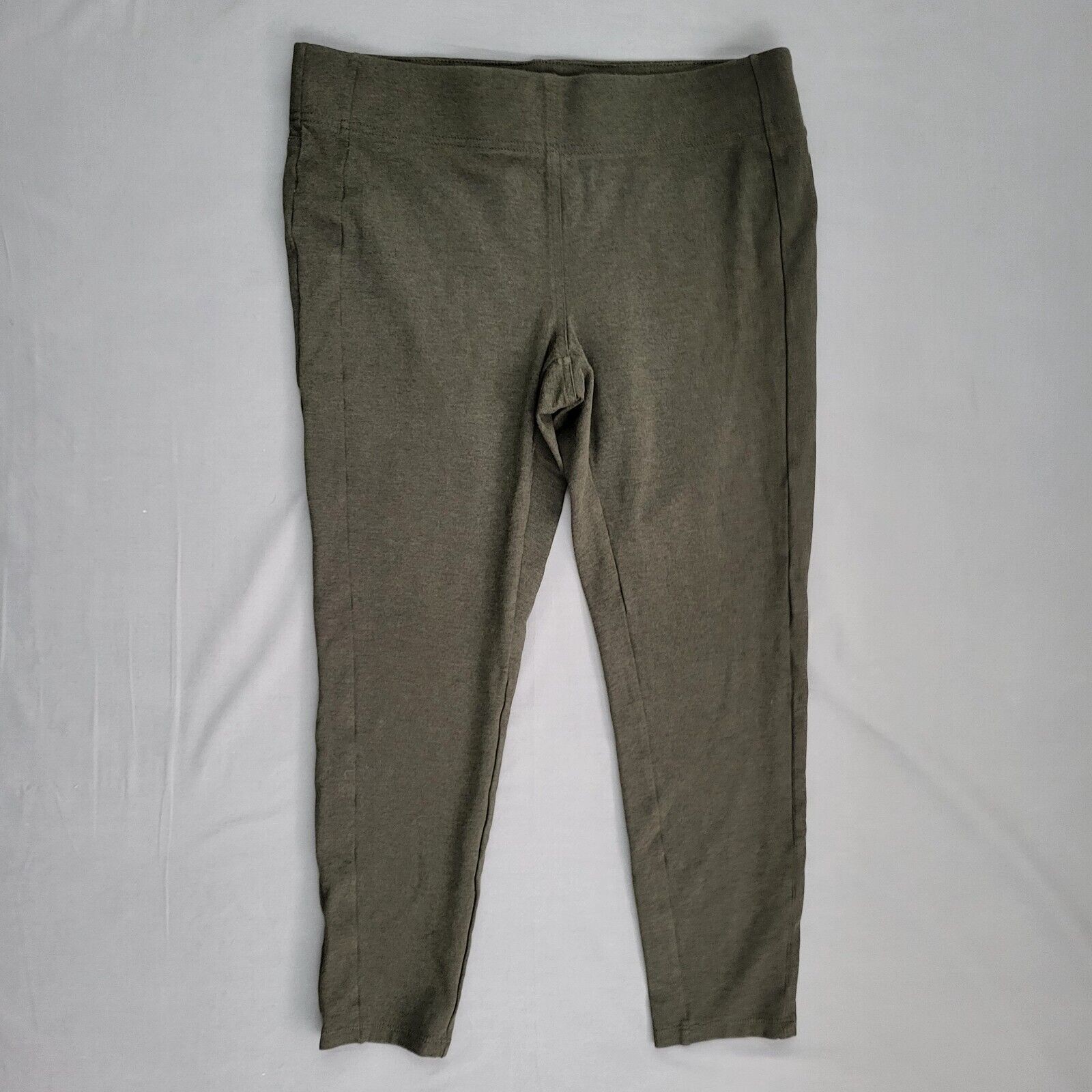 Loft Pants Womens Large L High Rise Dress Stretch Tapered Pull On Green