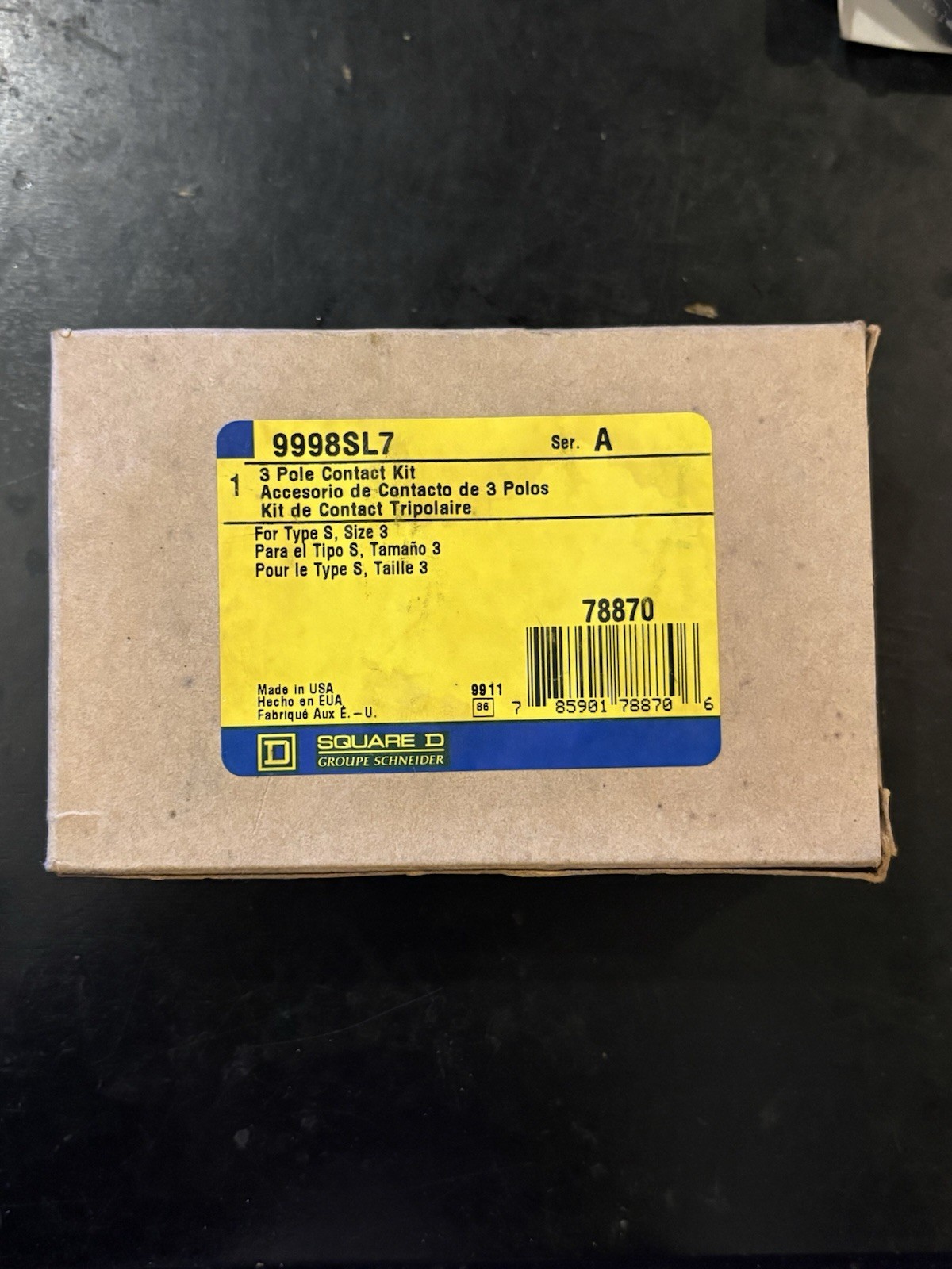 Square D 9998SL7 Size 3 3 Pole Contact Kit New In Box Ser A