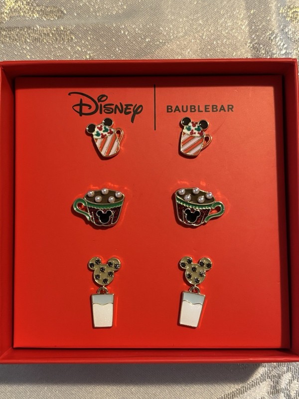 Disney x Baublebar 3 Pairs Holiday Christmas Mug Treats Cookies Earrings - NEW