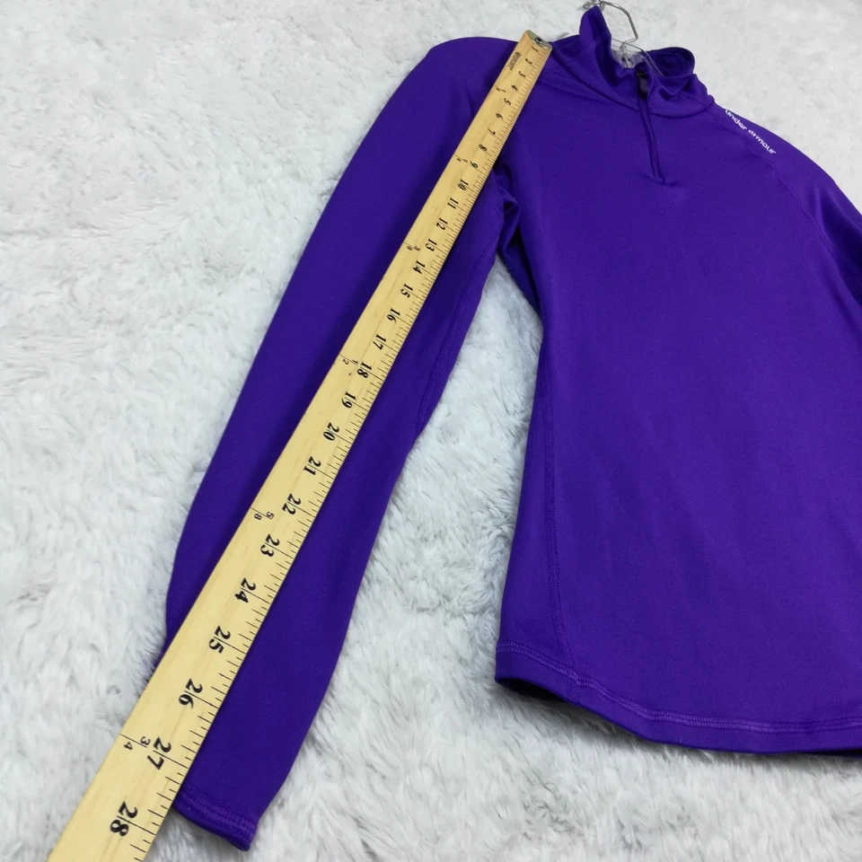 Under Armour Mujer 1/4 Cremallera Sudadera Pullover Ajustado Coldgear Púrpura M Foto 4 de 4