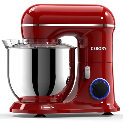 CEBORY 6.5 Qt Tilt-Head Stand Mixer 10-Speed Red w/ Bowl, Whisk, Hooks