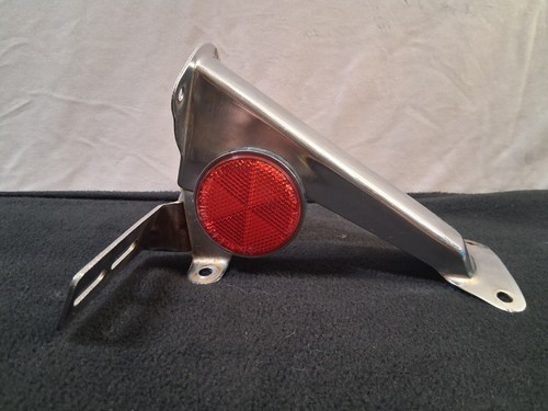 Vintage Motorcycle Chrome Tail Light License Plate Mount Bracket Red Reflectors