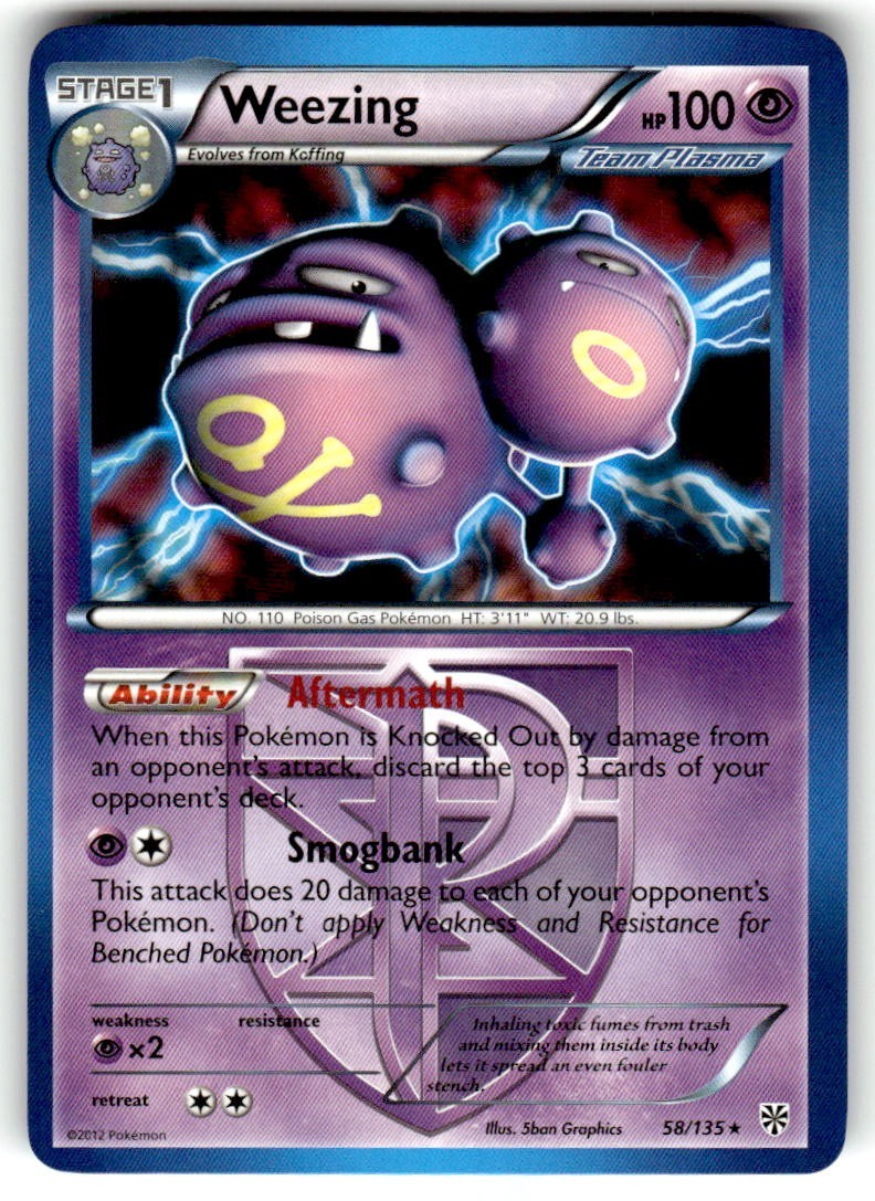 Weezing 58/135 Plasma Storm Pokemon Card NM