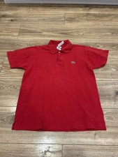 LACOSTE Classic Fit Polo Shirt Red Pique Cotton Men's SMALL
