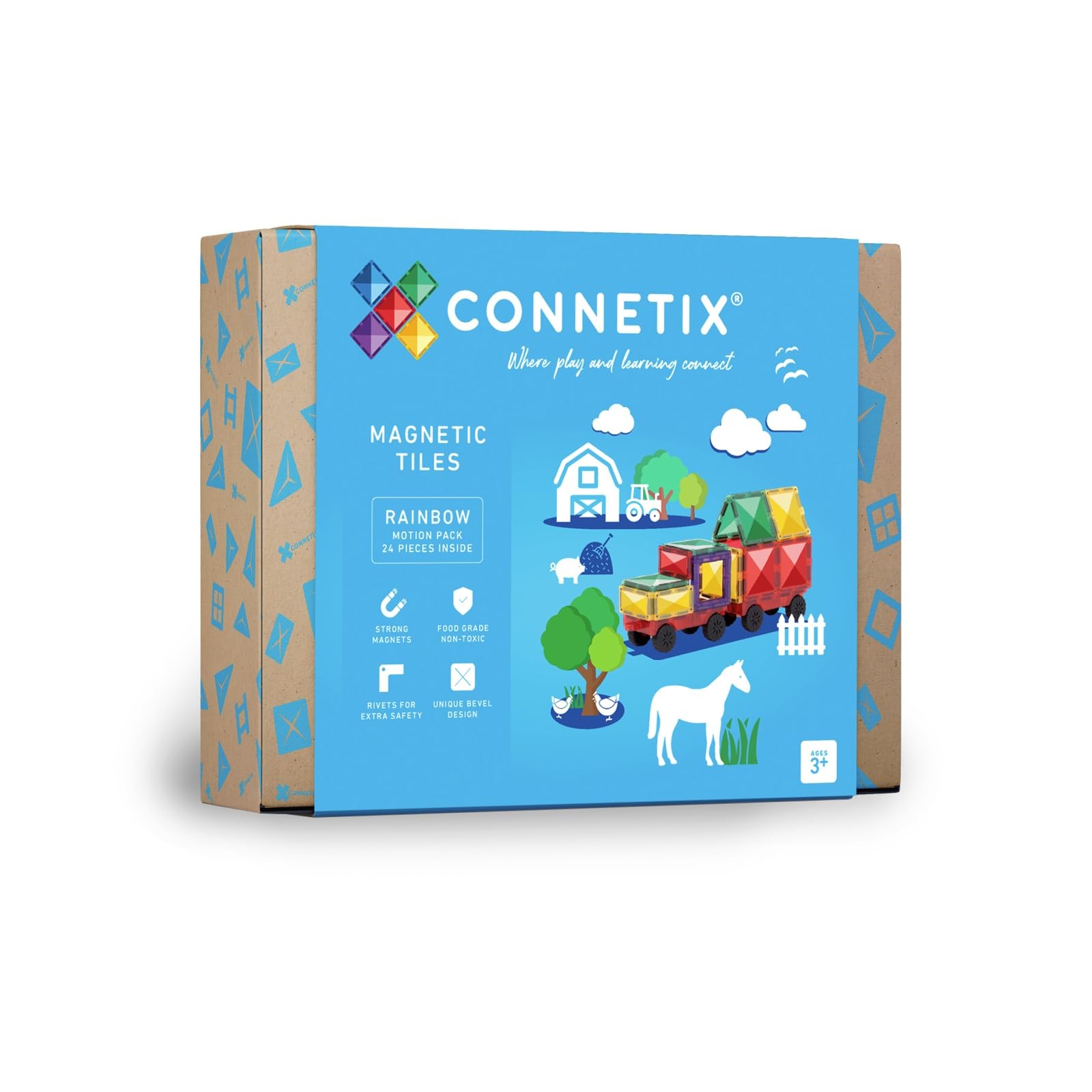 Магнитный набор CONNETIX tegels Rainbow Motion, 24 упаковки