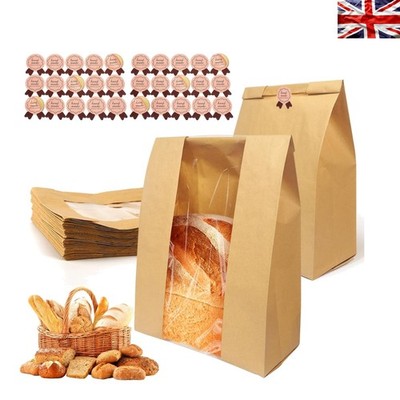 30 Stück Reißfeste Brotsäcke mit Fenster - Perfekt für Bäckereien & Geschenke
