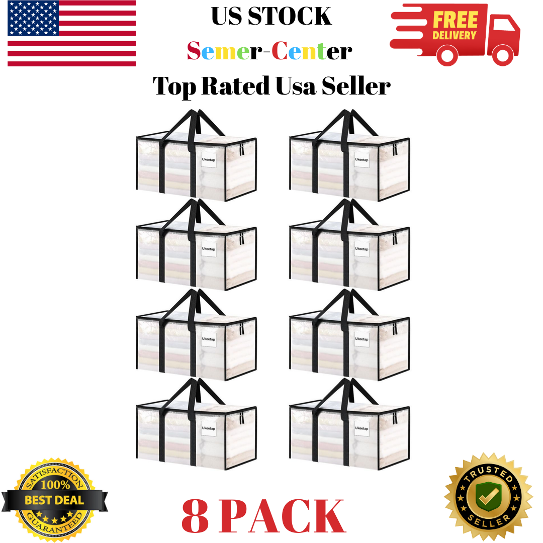 Moving Bags Extra Large Heavy Duty, Clear Storage Bins with Lids, Reinforced