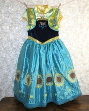 Girls Disney Store Anna Frozen Fever Costume deluxe Size Medium 7/8 Light stains