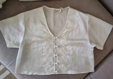 Vintage Victoria's Secret Gold Label Cream Crinkle Satin Lace Top Size S 80s 90s