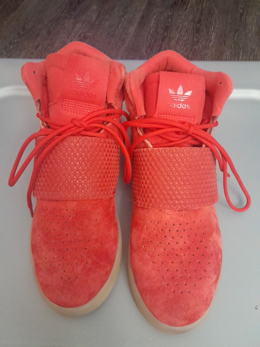 Adidas Tubular Invader Strap Red Suede High BA9371 Sneaker Shoes Size 5.5  Women