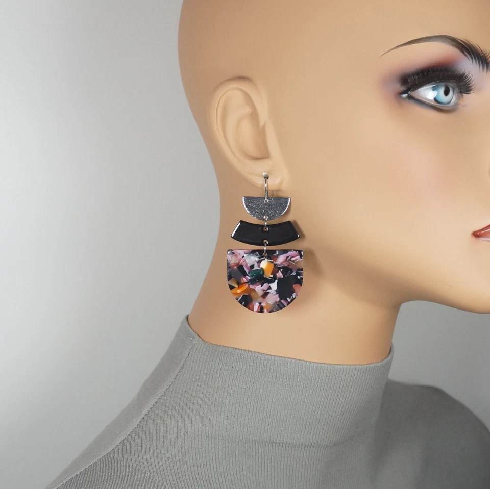 Pendientes Boho Distintivos Ligeros Multicolor Alambres para Orejas de Platino, Elección de Color Foto 3 de 4