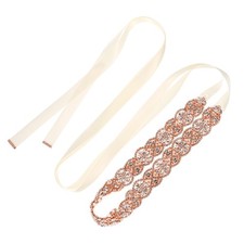 Rhinestone Inlaid Bridal Belt for Wedding Dress, Rose Gold Handmade Crystal