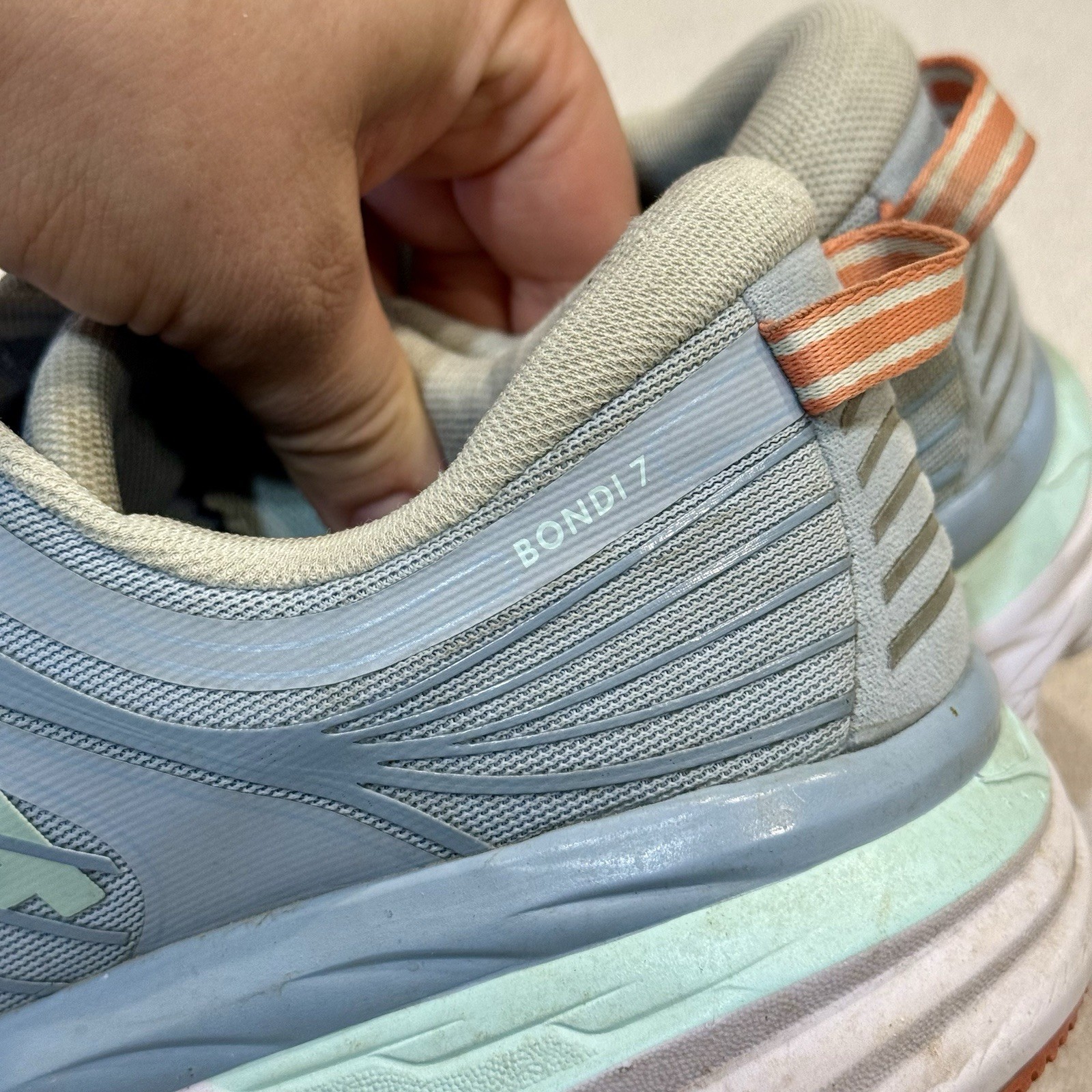 Hoka One One Bondi 7 Light Blue Green Running Shoes F27221L Women's Size 9 thumbnail 5