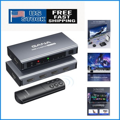 5-In-1 HDMI Switch with Remote - 4K@60Hz Aluminum Splitter for Ultimate Gaming