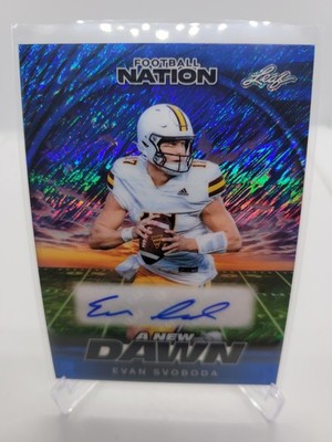 2025 Leaf Football Nation Evan Svoboda Auto 6/7 Blue Shimmer ''A New Dawn''