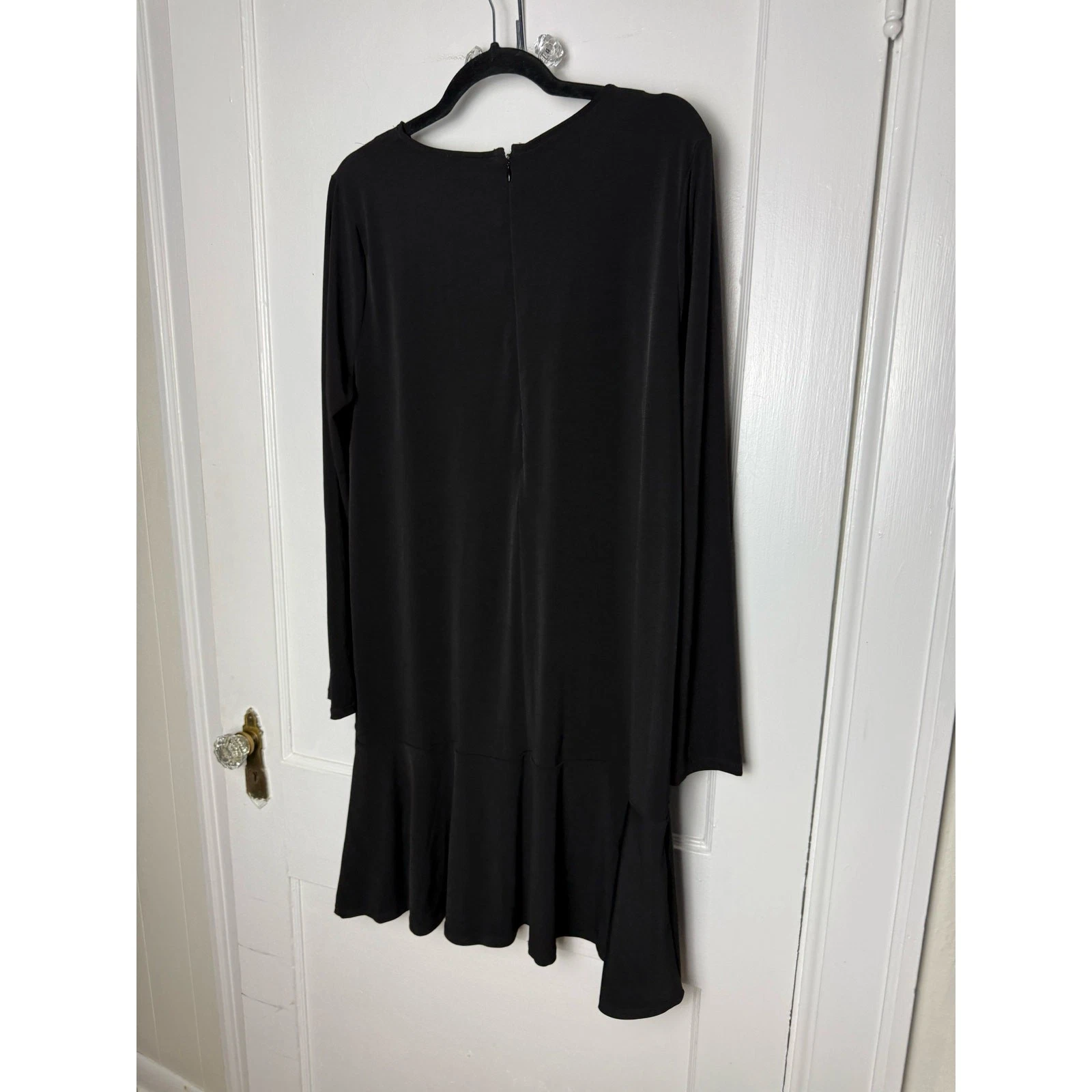 Abito Michael Kors nero elasticizzato manica lunga floreale abbellimento oro taglia XL