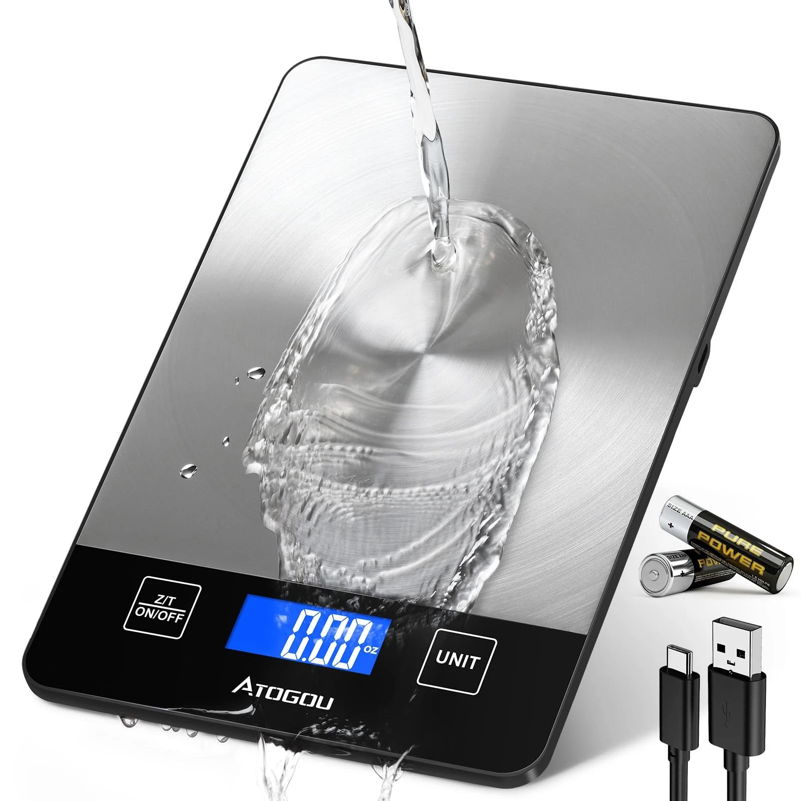 Food Scale - 33lb Digital Kitchen Scale Ounces Grams, Rechargeable & Full-Vie...