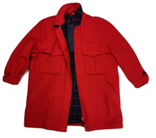 Women s Vtg Burberry Wool Alpaca Bomber Jacket Red Nova Check Size 12 Reg Coat