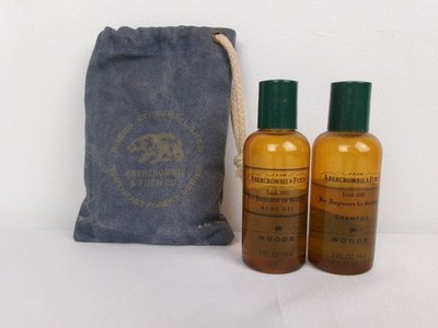 Vintage Abercrombie & Fitch Woods Travel Set Shampoo Body Gel Pouch 1990s