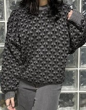 Funky Patterned Knit Sweater Eclectic Grandpa Size Women  s Medium