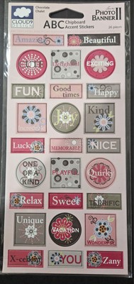 Cloud 9 Design ABC Chipboard Accent Stickers - 26 pieces Happy, Exciting, Kind