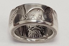 8-16 Size Silver Dollar Coin Ring Handmade Crafted Rare Silver Morgan Men Rings