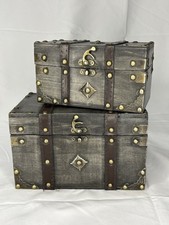 Set of 2 Vintage Pirate Wood Metal Treasure C...