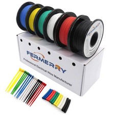 12 AWG Stranded Wire Spool 10ft Each 6 Colors Flexible 12 Gauge Silicone Hook...