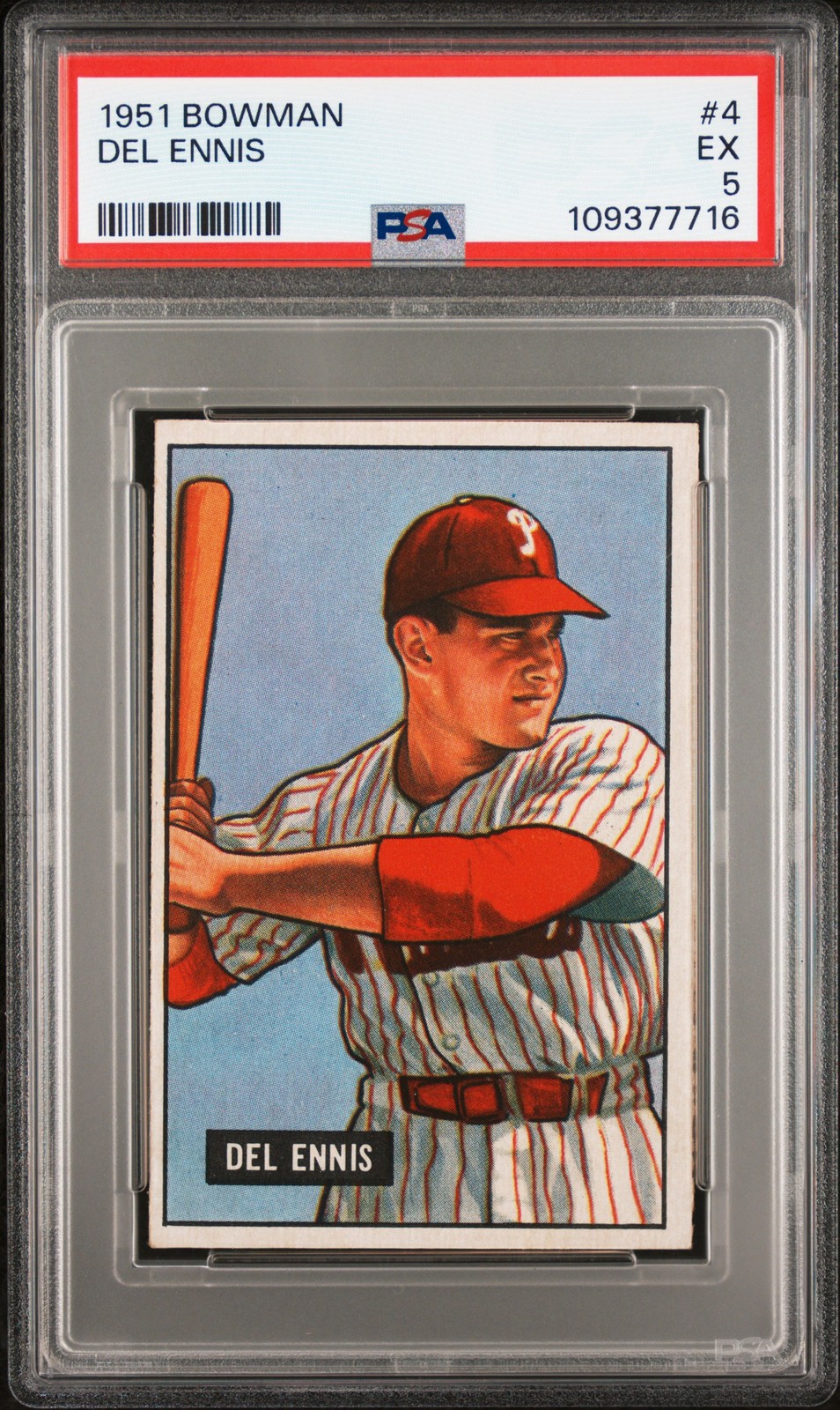 1951 BOWMAN #4 DEL ENNIS PSA 5