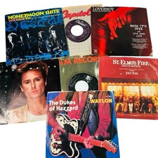1980s Pop Rock 45 RPM Records Lot Of 7 Picture Sleeve Dukes Of Hazzard Loverboy