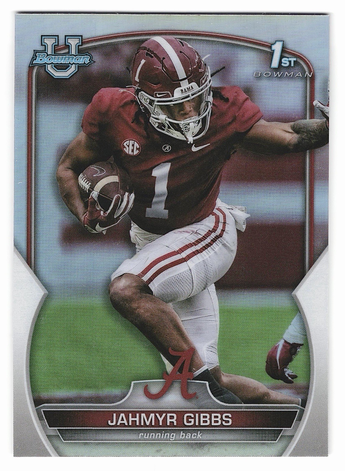 2022 Bowman Chrome U Football Jahmyr Gibbs 1st Refractor Alabama #82