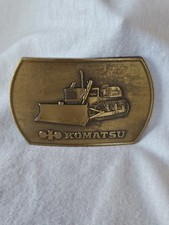 Vintage Komatsu Bulldozer Belt Buckle Construction Equipment Advertising