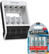 Ansmann Comfort Smart AA & AAA Battery Charger with 4 x AA 2850mAh Batteries | 