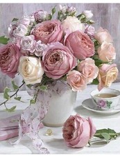 5D Diamond Painting Full Drill Cross Stitch Art Decor Gifts Pink Roses