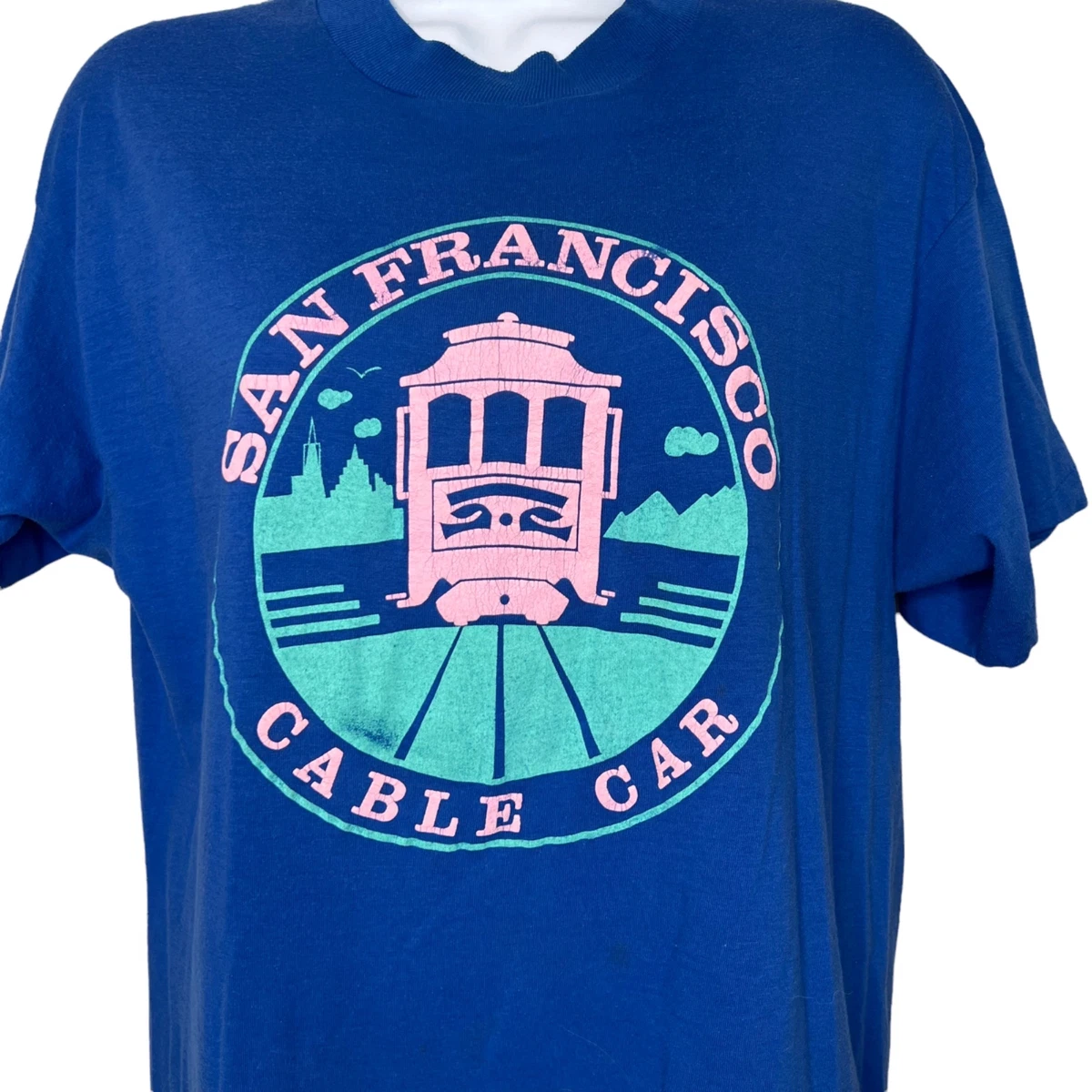San Francisco Cable Car Graphic Tee Shirt T Vintage Singe Stitch Size Medium