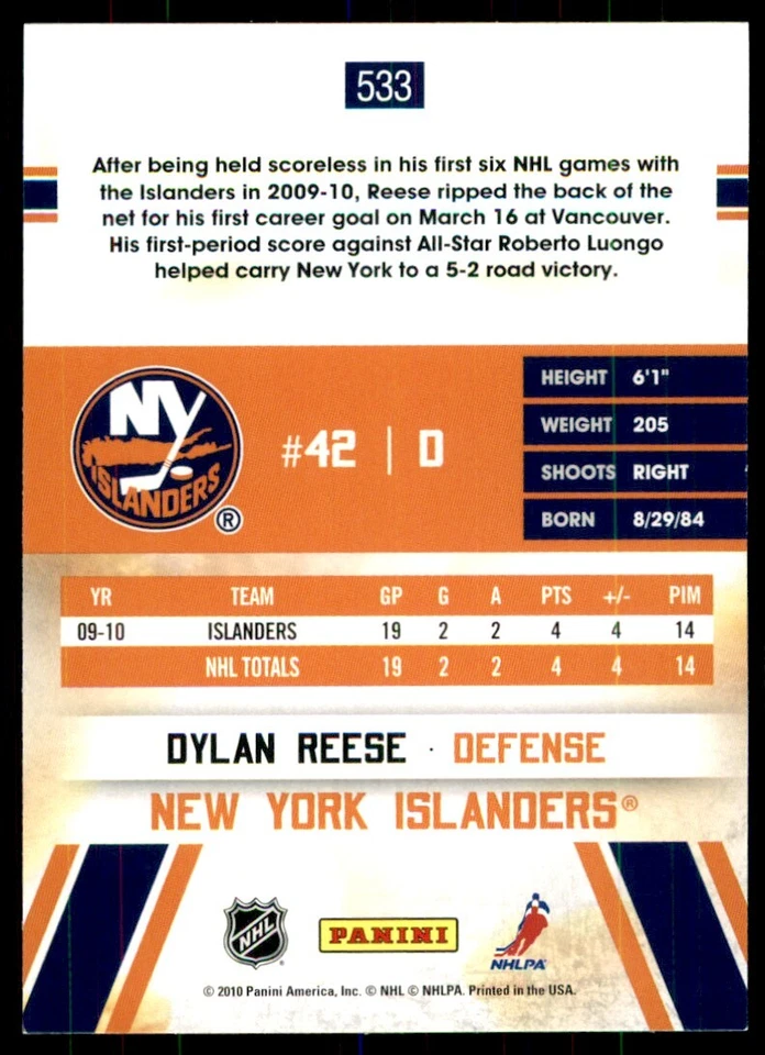 2010-11 Score Dylan Reese RC #533 - Image 2 of 2